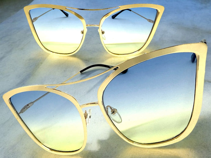 Classic Vintage Retro Cat Eye Style SUNGLASSES Funky Gold Frame A305