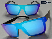 Classic Biker Motorcycle Riding Fishing Wrap Shield Style POLARIZED SUNGLASSES Black Frame - Blue Lens X0023