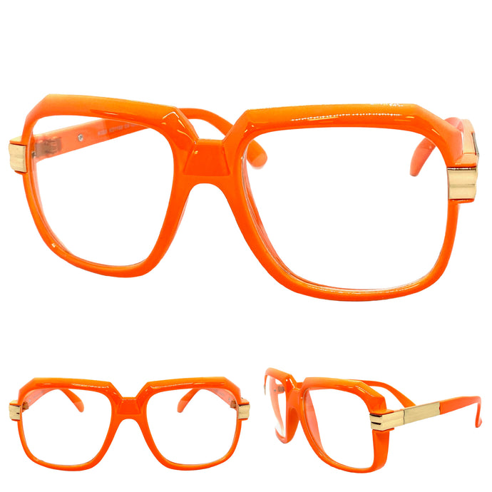 Oversized Vintage Retro Style Clear Lens EYEGLASSES Large Orange Frame 1193