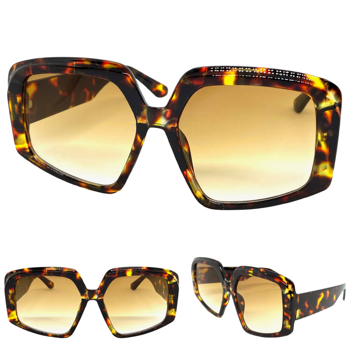 Oversized Vintage Retro Style SUNGLASSES Large Tortoise Frame 1113