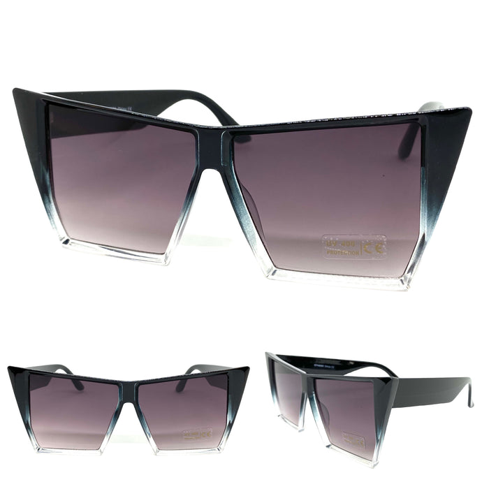 Oversized Modern Retro Cat Eye Style SUNGLASSES Black Frame 49089