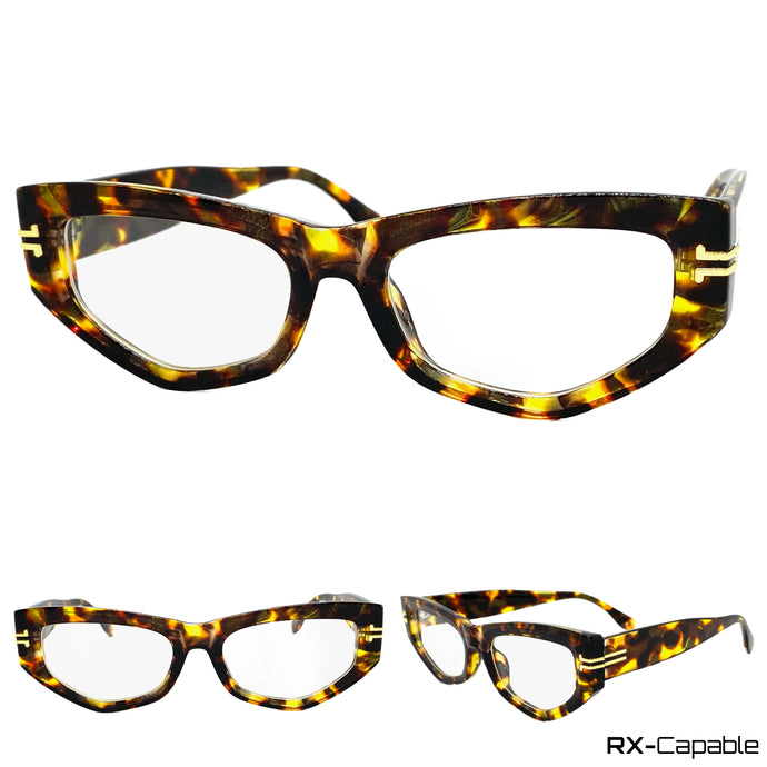 Classic Vintage Retro Cat Eye Clear Lens EYEGLASSES Thick Leopard Frame - RX-Capable 963