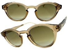 Classic Elegant Vintage Retro Style SUNGLASSES Round Champagne  Frame - Brown Lens 81012