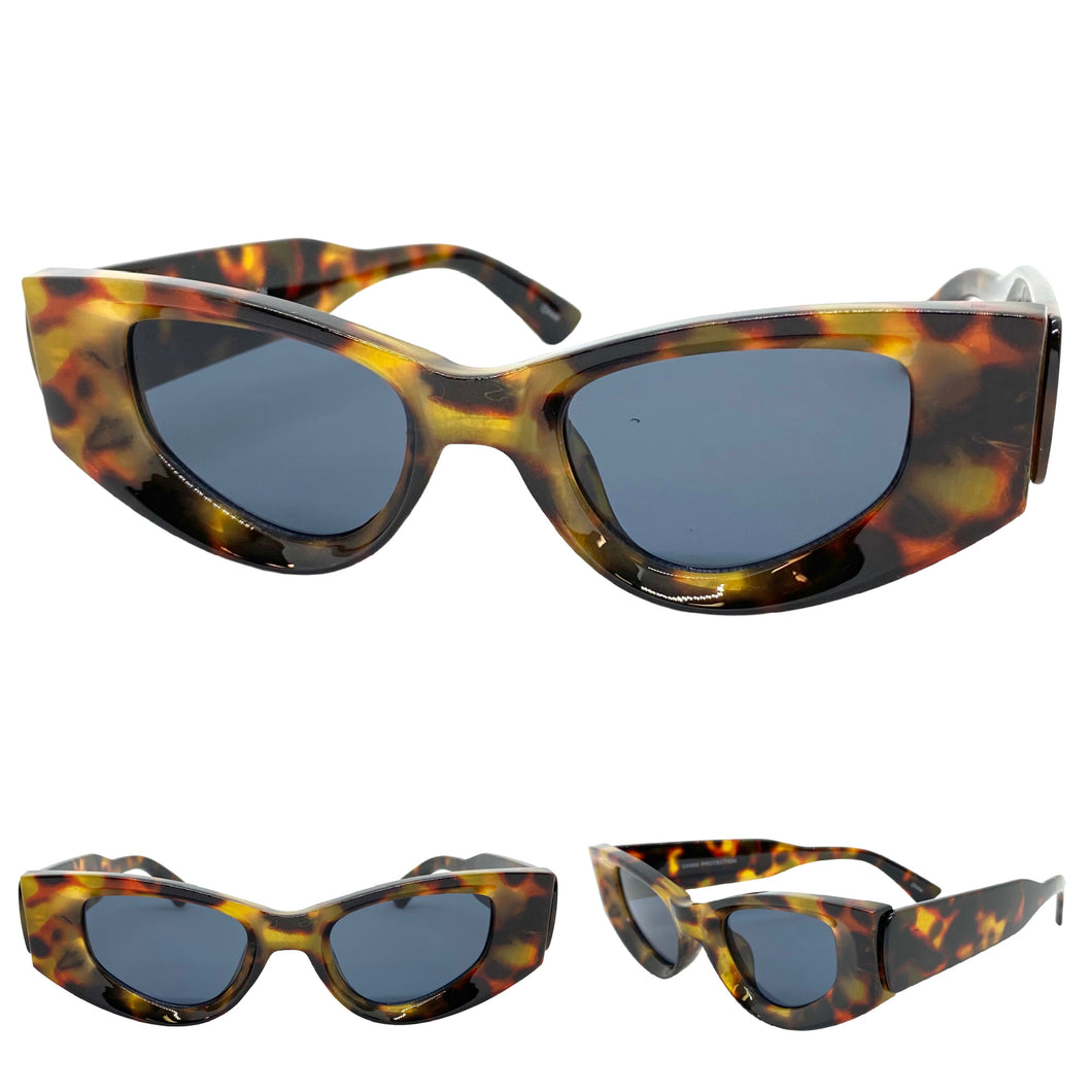 Classy Elegant Exaggerated Retro Cat Eye Style SUNGLASSES Thick Leopard Frame 80533