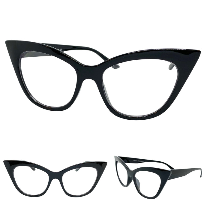 Women's Classic Vintage RETRO Cat Eye Style Clear Lens EYE GLASSES Black Frame 1611