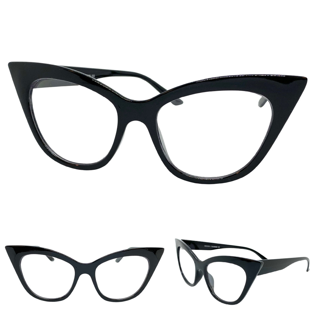 Women's Classic Vintage RETRO Cat Eye Style Clear Lens EYE GLASSES Black Frame 1611