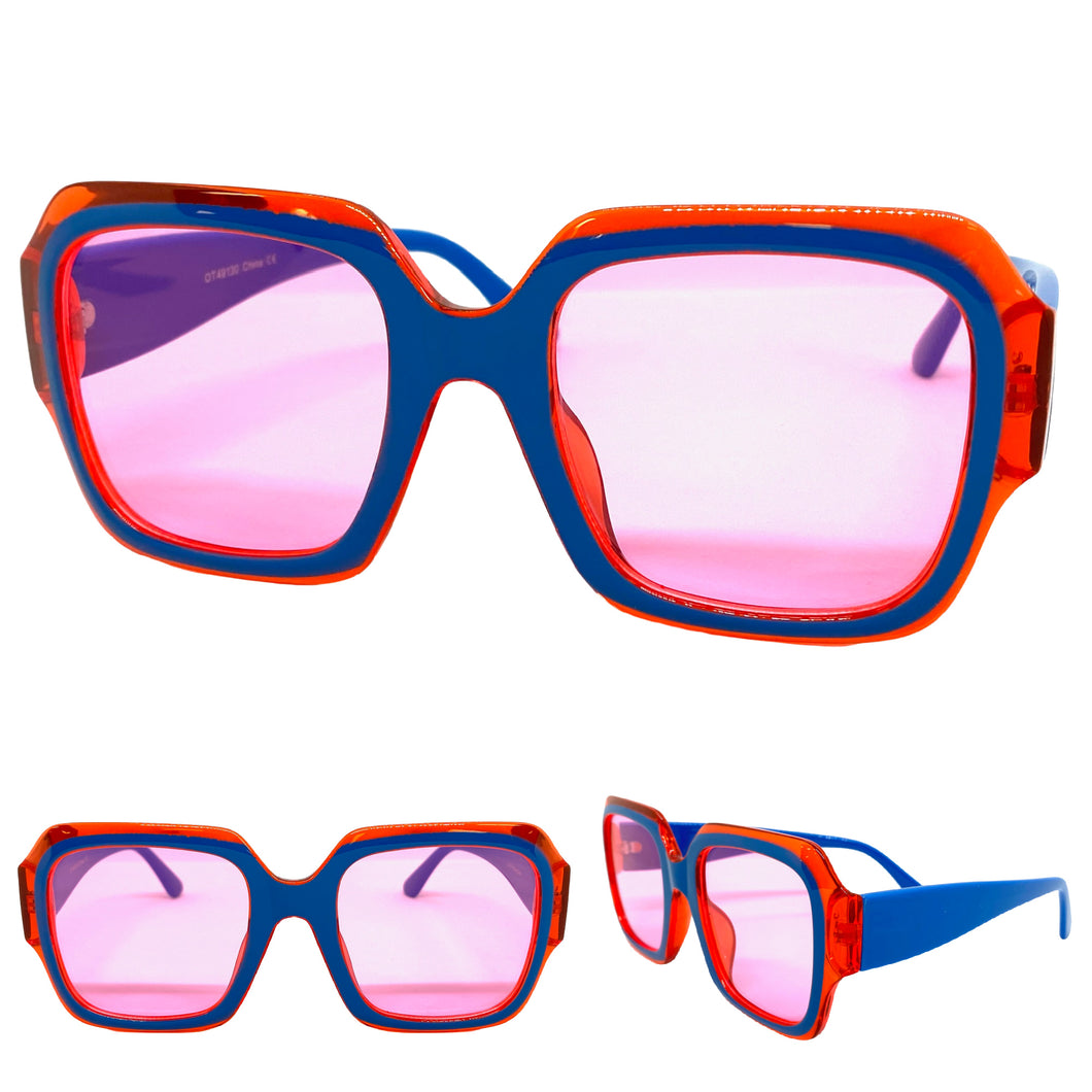 Oversized Exaggerated Retro Style SUNGLASSES Large Square Multicolor Frame 49130