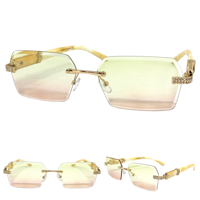 Men's Classy Elegant Luxury Designer Hip Hop Style SUNGLASSES Gold & Marble Frame E0883
