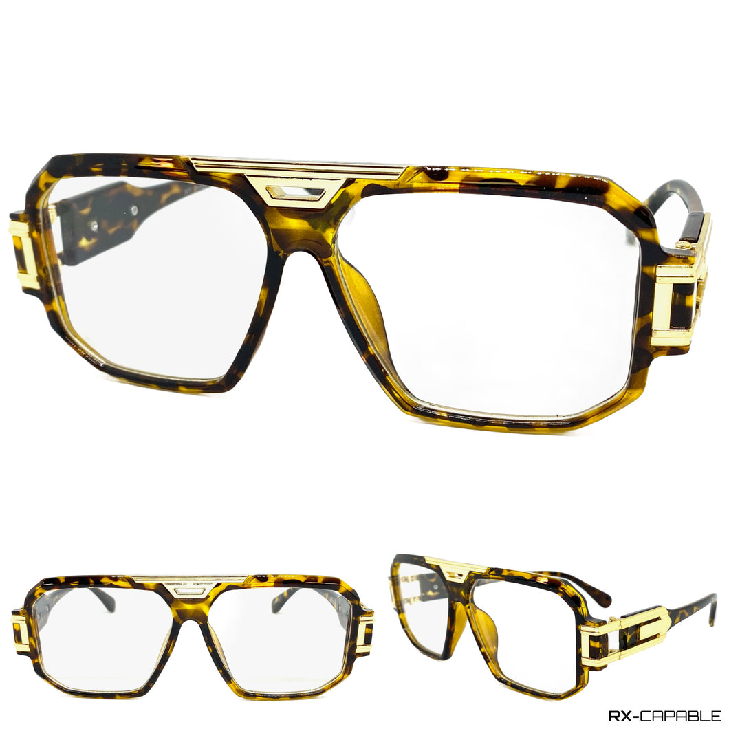 Classic Vintage Retro Hip Hop Rapper Style Clear Lens EYEGLASSES Tortoise & Gold Frame 5408 (Copy)