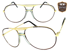 Classic TRUE Vintage Retro Aviator Style Clear Lens EYEGLASSES Gold Frame - Glass Lens M306