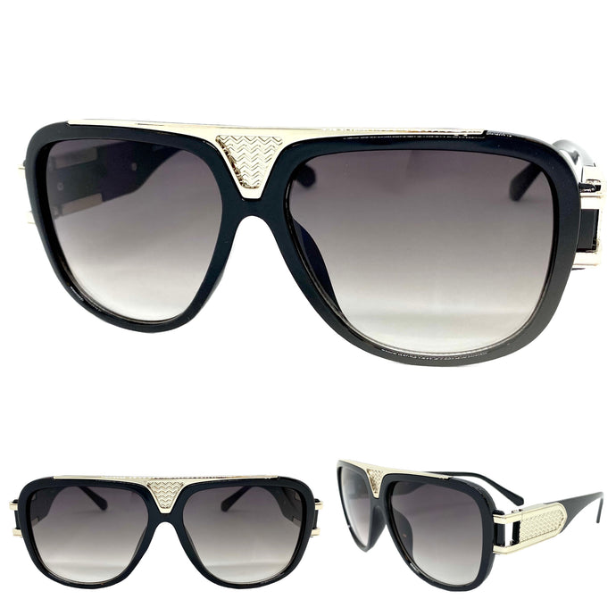 Oversized Vintage Retro Hardcore Hip Hop Rapper Pimp Style SUNGLASSES Large Thick Black Frame 3014