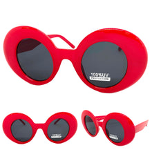 Oversized Exaggerated Vintage Retro Style SUNGLASSES Round Red Frame 1039