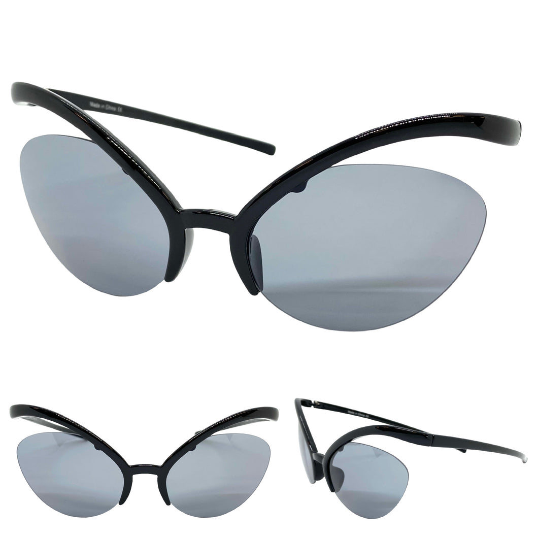 Futuristic Contemporary Modern Wrap Style SUNGLASSES Black Frame 1226