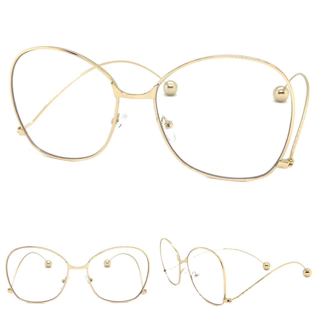 Exaggerated Vintage Retro Style Clear Lens EYEGLASSES Gold Metal Frame AB269