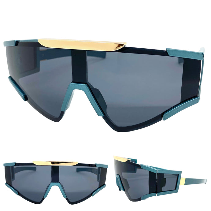 Oversized Classic Vintage Retro Hip Hop Style SUNGLASSES Large Teal Frame 3021