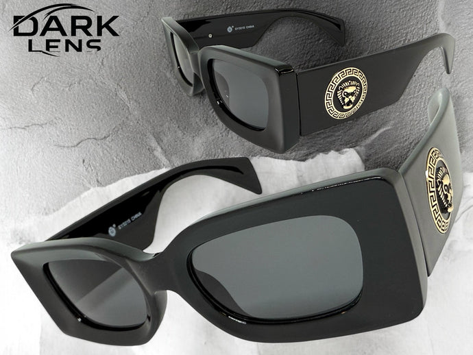 Classic Hardcore Biker Gangster Style SUNGLASSES Black Frame - Dark Lens 5015