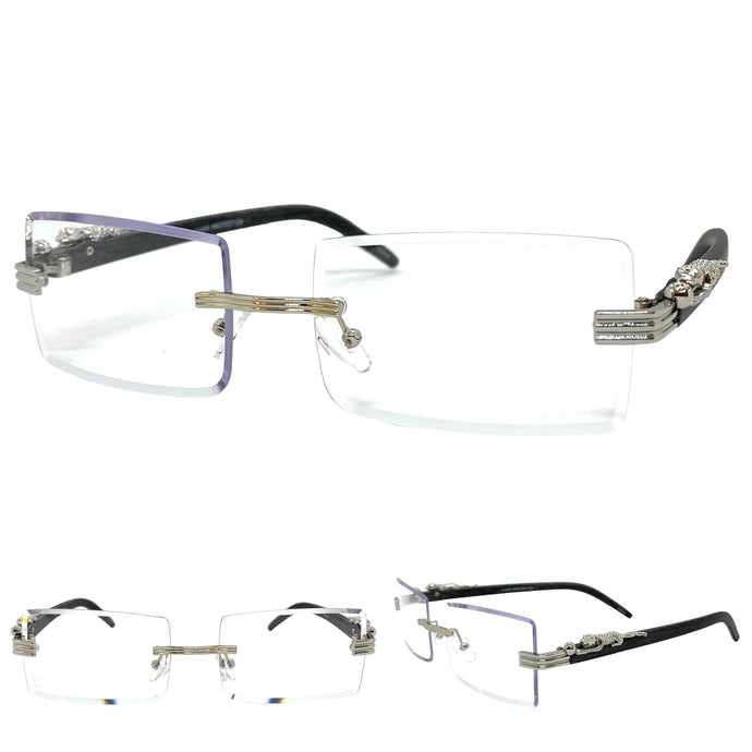 Classy Elegant Luxury Modern Designer Style Clear Lens EYEGLASSES Silver Rimless Frame 5302