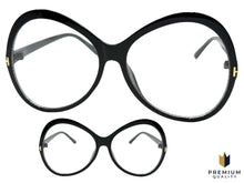Oversized Vintage Retro Style Clear Lens EYEGLASSES Large Round Black Frame E2085