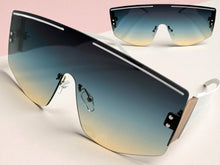 Oversized Futuristic Modern Retro Shield Style SUNGLASSES Large Flat Teal Lens 10858