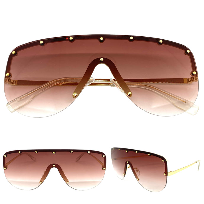 Oversized Exaggerated Modern Retro Style SUNGLASSES Large Gold Frame 2280