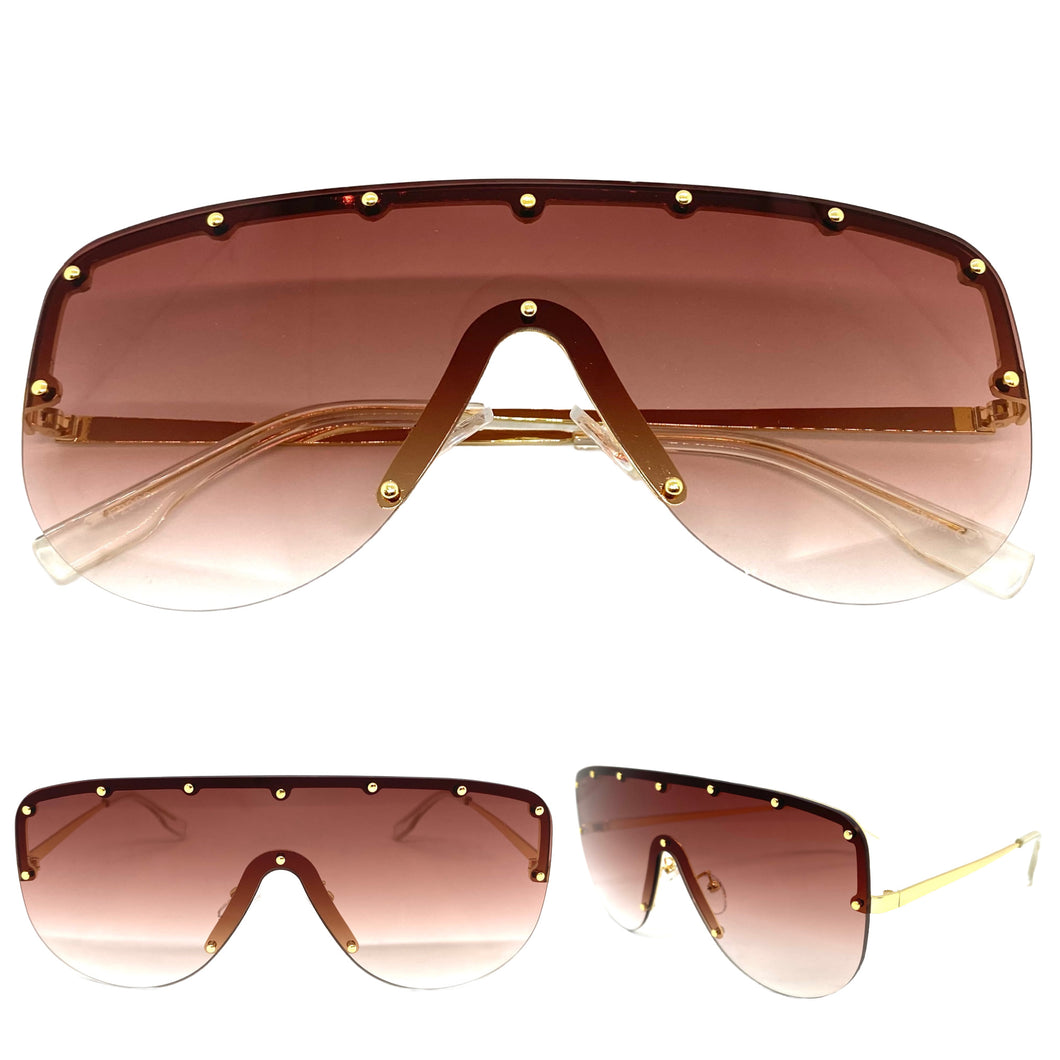 Oversized Exaggerated Modern Retro Style SUNGLASSES Large Gold Frame 2280