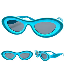 Contemporary Modern Retro Raver Party SUNGLASSES Funky Turquoise & Blue Frame 2123