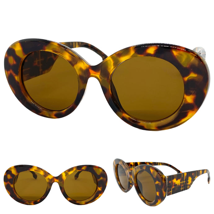 Exaggerated Vintage Retro Style SUNGLASSES Thick Round Tortoise Frame 1279