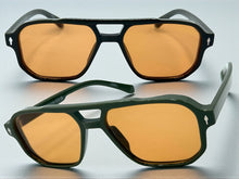 Classic Vintage Retro Hip Hop Style SUNGLASSES Square Olive Green Frame 80930