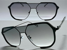 Classy Trendy Bold Modern Retro Shield Style SUNGLASSES Black Frame - Gradient Lens 5399