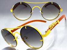 Classy Elegant Luxury Vintage Retro Style SUNGLASSES Round Gold Frame 27721