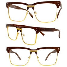 Classy Elegant Sophisticated Luxury Style Clear Lens EYEGLASSES Faux Wood & Gold Frame WD746