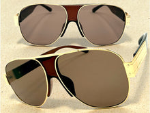 Classic Hardcore Biker Gangster Hip Hop Rapper Style SUNGLASSES Gold & Brown Frame - Brown Lens 4000
