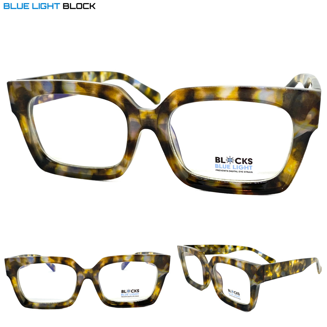 Classic Vintage Retro Style Blue Light Blocking Computer EYEGLASSES Large Thick Tortoise Frame 2016