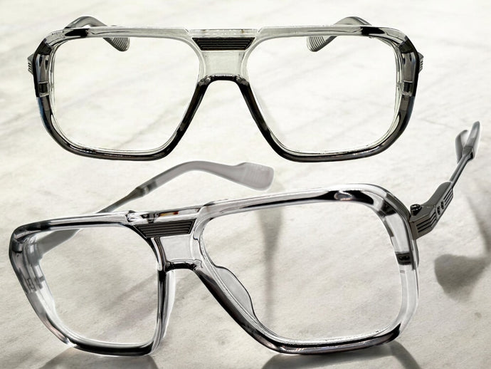 Classic Vintage Retro Hip Hop Rapper Style Clear Lens EYEGLASSES Gray & Gunmetal Frame 76006