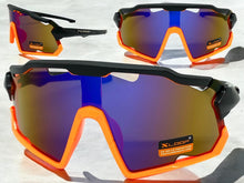 Oversized Retro Sporty Wrap Around Style SUNGLASSES Large Black & Orange Frame 3693