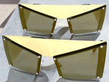 Modern Retro Futuristic Party Raver Style SUNGLASSES Unusual Gold Frame 5275