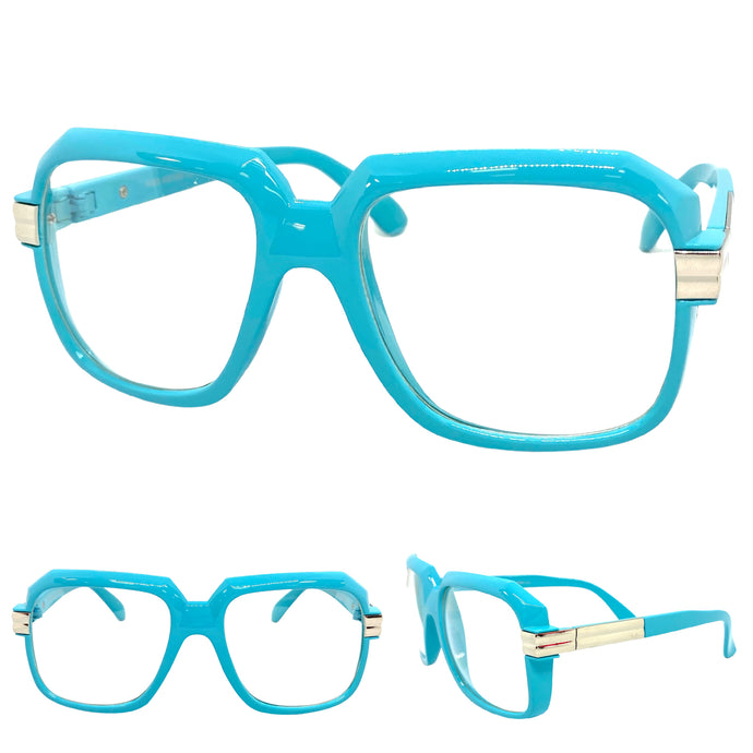 Oversized Vintage Retro Style Clear Lens EYEGLASSES Large Baby Blue Frame 1193