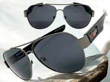 Classic Vintage Retro Aviator Style SUNGLASSES Sleek Gunmetal & Black Frame 21037