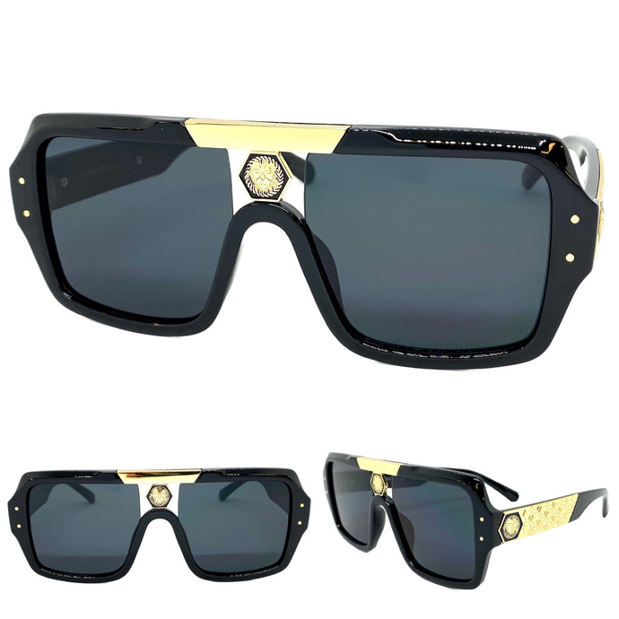 Classic Vintage Retro Hardcore Hip Hop Rapper Pimp Style SUNGLASSES Square Thick Black Frame 59286