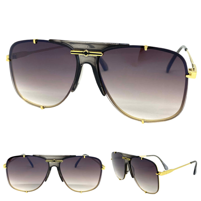 Oversized Classic Vintage Retro Hip Hop Aviator Style SUNGLASSES Gold Frame E0693