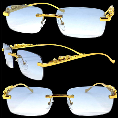 Classy Elegant Sophisticated Luxury Style SUNGLASSES Rimless Gold Frame E0661