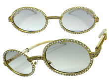 Classy Elegant Luxury Modern Hip Hop Style Bling SUNGLASSES Large Oval Gold & Marble Frame E0652