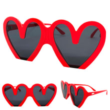 Oversized Exaggerated Retro Style SUNGLASSES Heart Shape Red Frame 68159