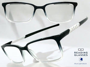 Classy Contemporary Modern Style READING GLASSES READERS Black Frame Lens Strength +2.00