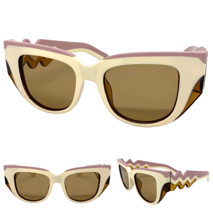 Exaggerated Classic Vintage Retro Style SUNGLASSES Large Funky Cat Eye Frame 80535