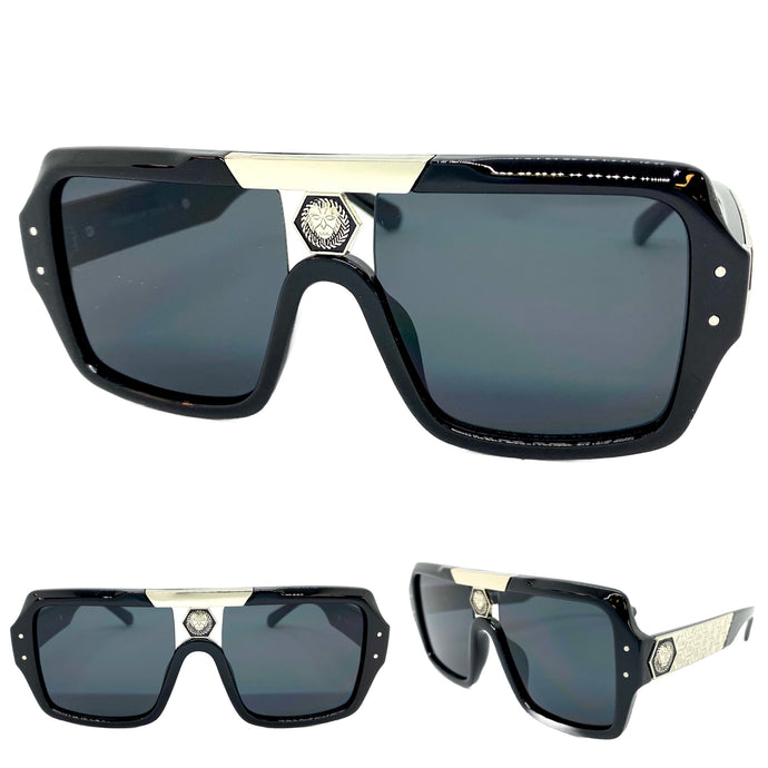 Classic Vintage Retro Hardcore Hip Hop Rapper Pimp Style SUNGLASSES Square Thick Black Frame 59286