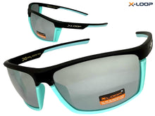 Sporty Wrap Around Cycling Fishing Biker SUNGLASSES Sleek Black & Aqua Frame - Mirror Lens 2723