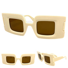 Oversized Exaggerated Retro Style SUNGLASSES Large Square Cream Frame 80519