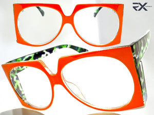 Oversized Vintage Retro Style Clear Lens EYEGLASSES Large Square Orange Frame 5693