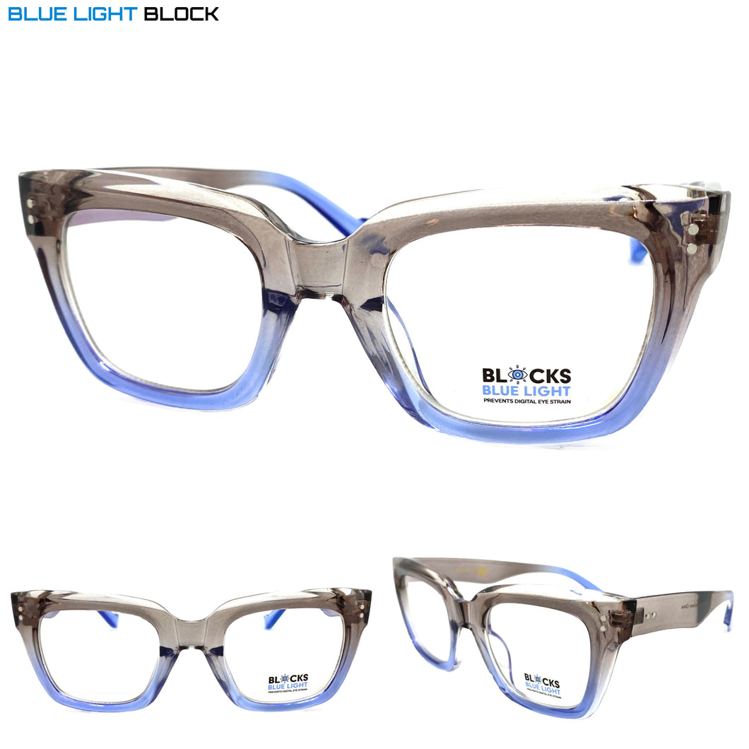 Classic Vintage Retro Style Blue Light Blocking Computer EYEGLASSES Large Thick Gray Frame 2018